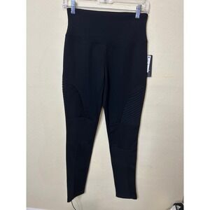INC High Waist Shaping Leggings Contour Waistband Moto Black Small‎